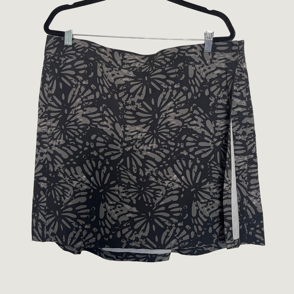 RipSkirt Hawaii Wrap Skirt Black Grey Floral Stretch Quick Dry Travel Sz XL